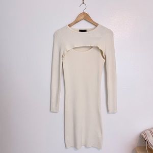 NWT Cream House of Harlow 1960 Ribbed Midi Dress with Cutout Sweater. Women’s M